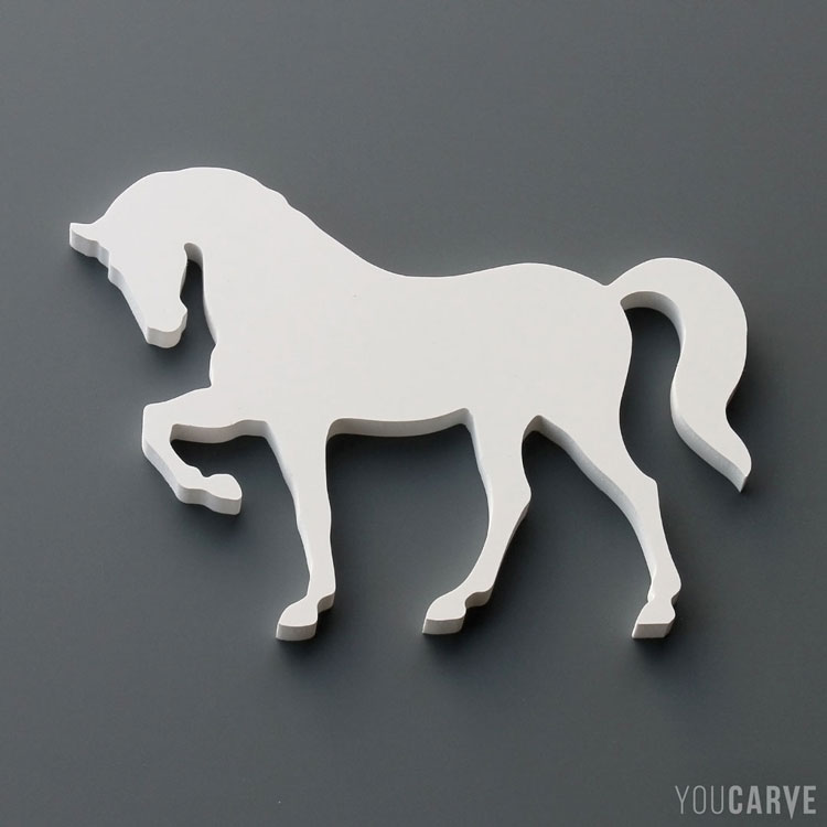Forme de cheval en PVC expansé blanc ép. 10 mm