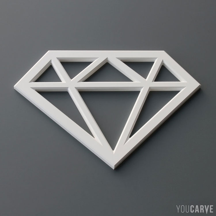 Symbole/pictogramme diamant en PVC expansé blanc ép. 10 mm