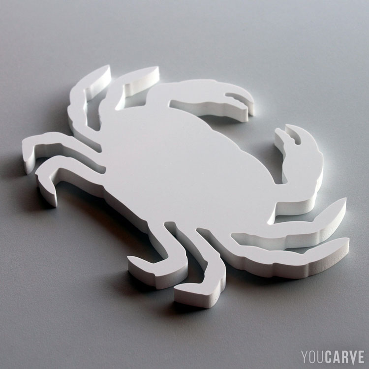 Silhouette de crabe en PVC expansé blanc ép. 10 mm