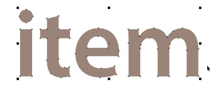 CorelDraw - Texte vectorisé sélectionné Capture écran CorelDraw, texte vectorisé sélectionné