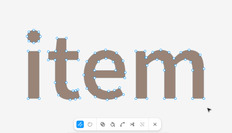 Figma - Texte vectorisé sélectionné, mode édition Capture écran Figma, texte vectorisé sélectionné, mode édition
