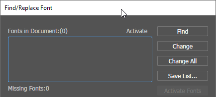 Illustrator, Find/Replace Font Illustrator screenshot (Windows), Find/Replace Font