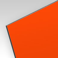 Vignette matériau, alu-dibond laqué orange (RAL 2004) mat ép. 3 mm