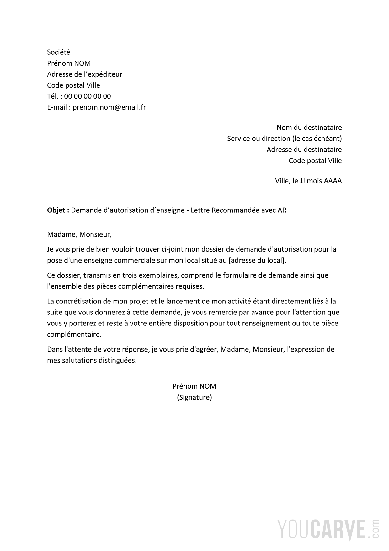 Cover letter template for a sign authorization request Preview of the cover letter/mail template for a sign authorization request