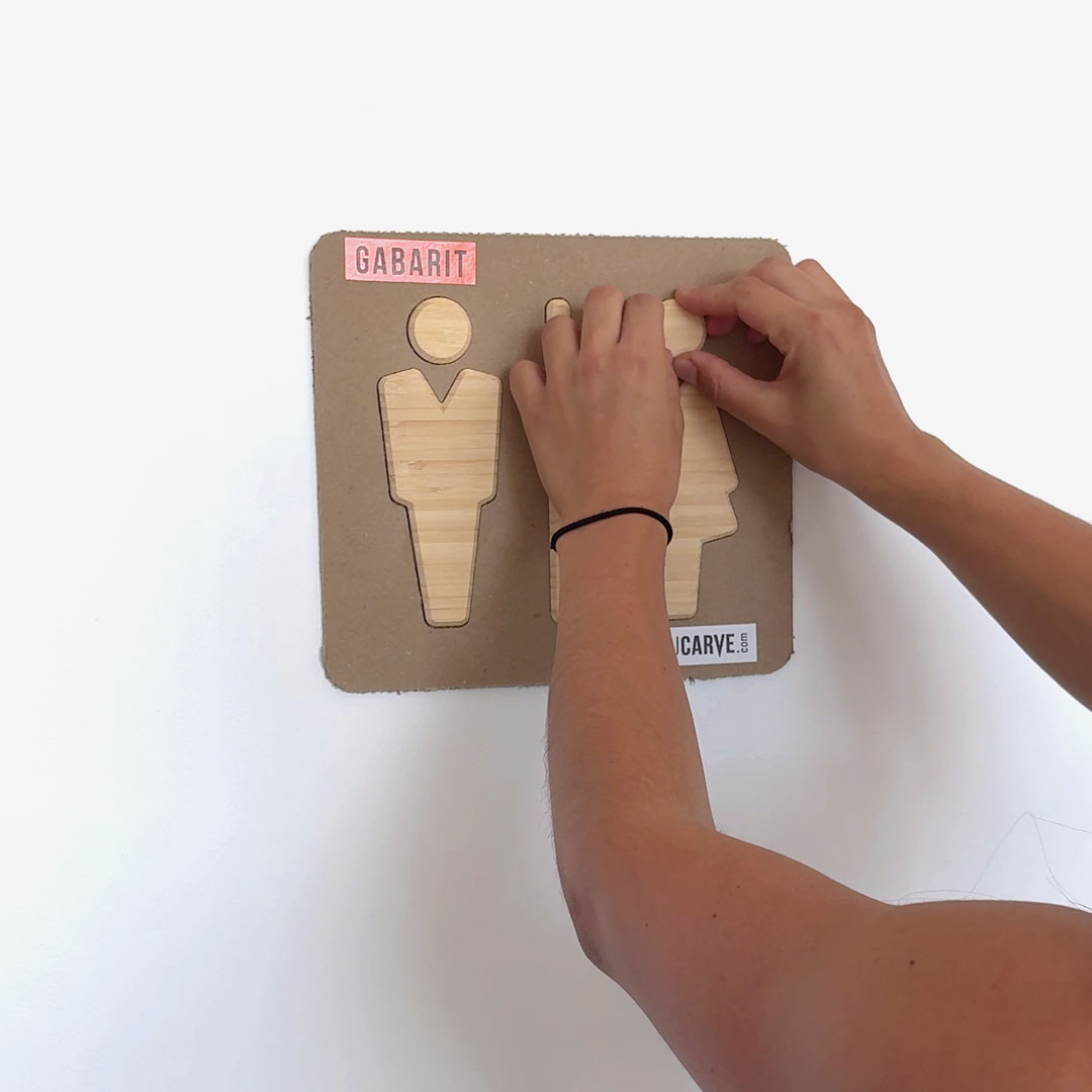 How to install a signage pictogram - Step 3b - Installation/mounting Placing/gluing the pieces of the pictogram (end)